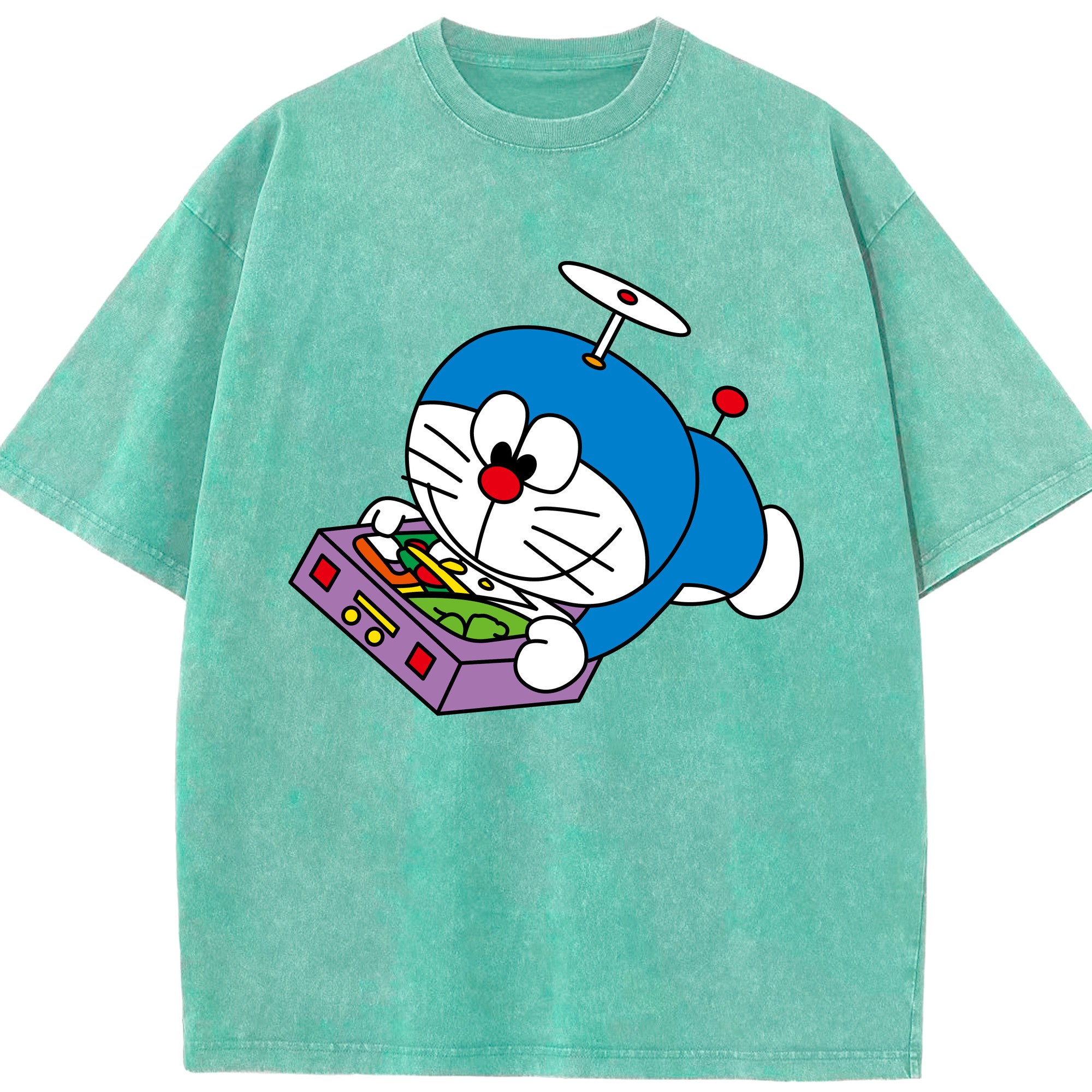 （画像用） ドラえもん Doraemon 綿100% ヴィンテージ風 半袖Tシャツ（フロントプリント）